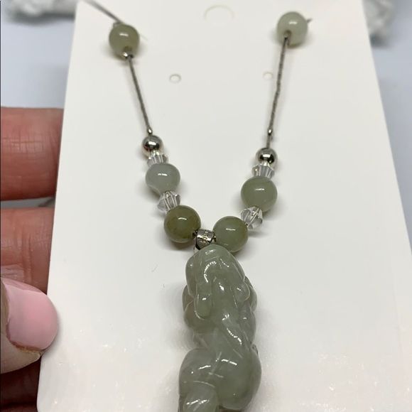 18k gold plated jade dragon pendant with chain - Picture 6 of 8